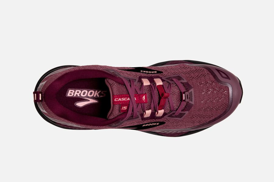 Brooks Cascadia 15 Trail Running Shoes Womens - Burgundy - WEACB-9274